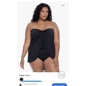 Lauren Ralph Lauren One Piece Tankini Swimsuit Women’s 10 Black Beach